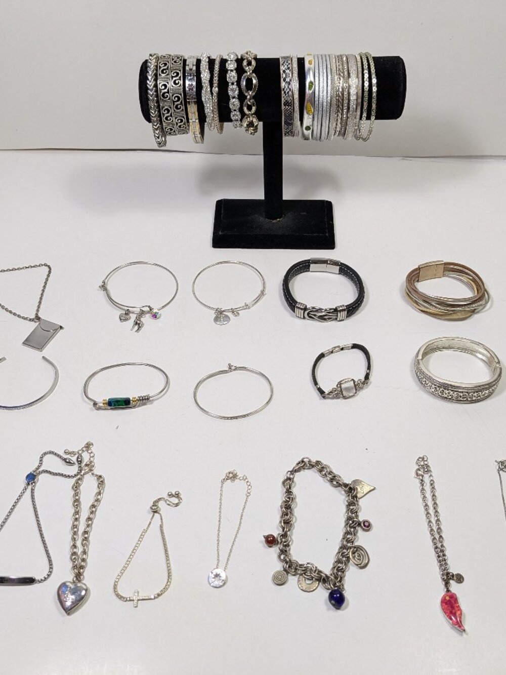 Silver Tone Bracelet Lot 43 Fashion Jewelry Ready to Wear Variety Styles Colors